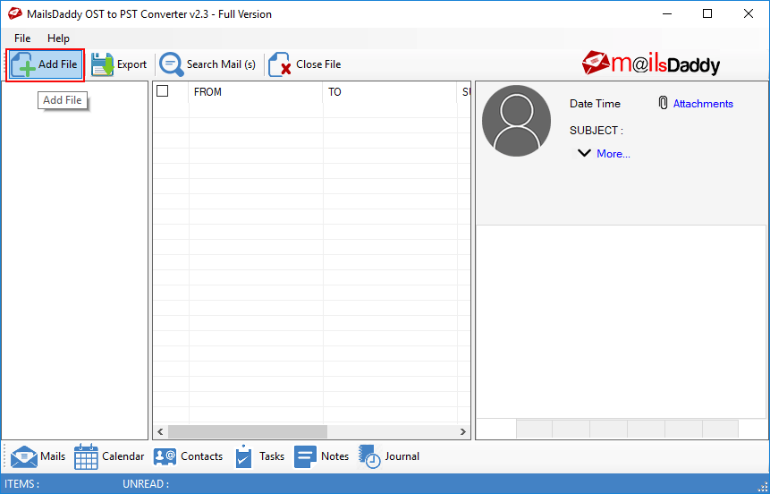 screenshot of MailsDaddy OST to PST Converter